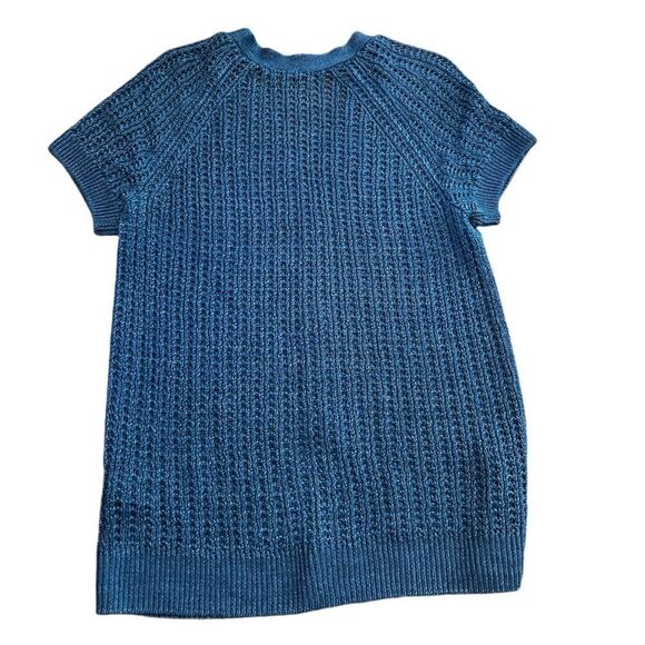 Lafayette 148 loose weave hemp cardigan, short sleeve sweater size medium - Picture 4 of 7